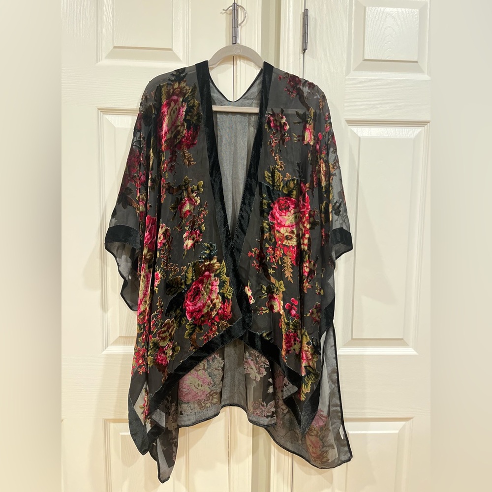 Sheer cover up with polyester roses (One size fits all)
